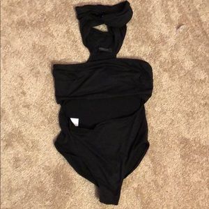 Solemio Tops - Black Sleeveless Bodysuit W/ Open Back Solemio Tops - Black Sleeveless Bodysuit W/ Open Back